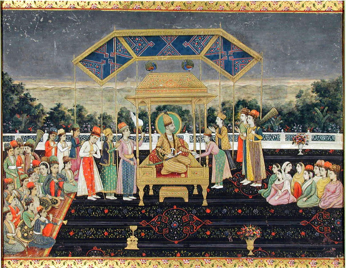 نشستن نادرشاه بر تخت طاووس پس از پیروزی در نبرد کارنال
